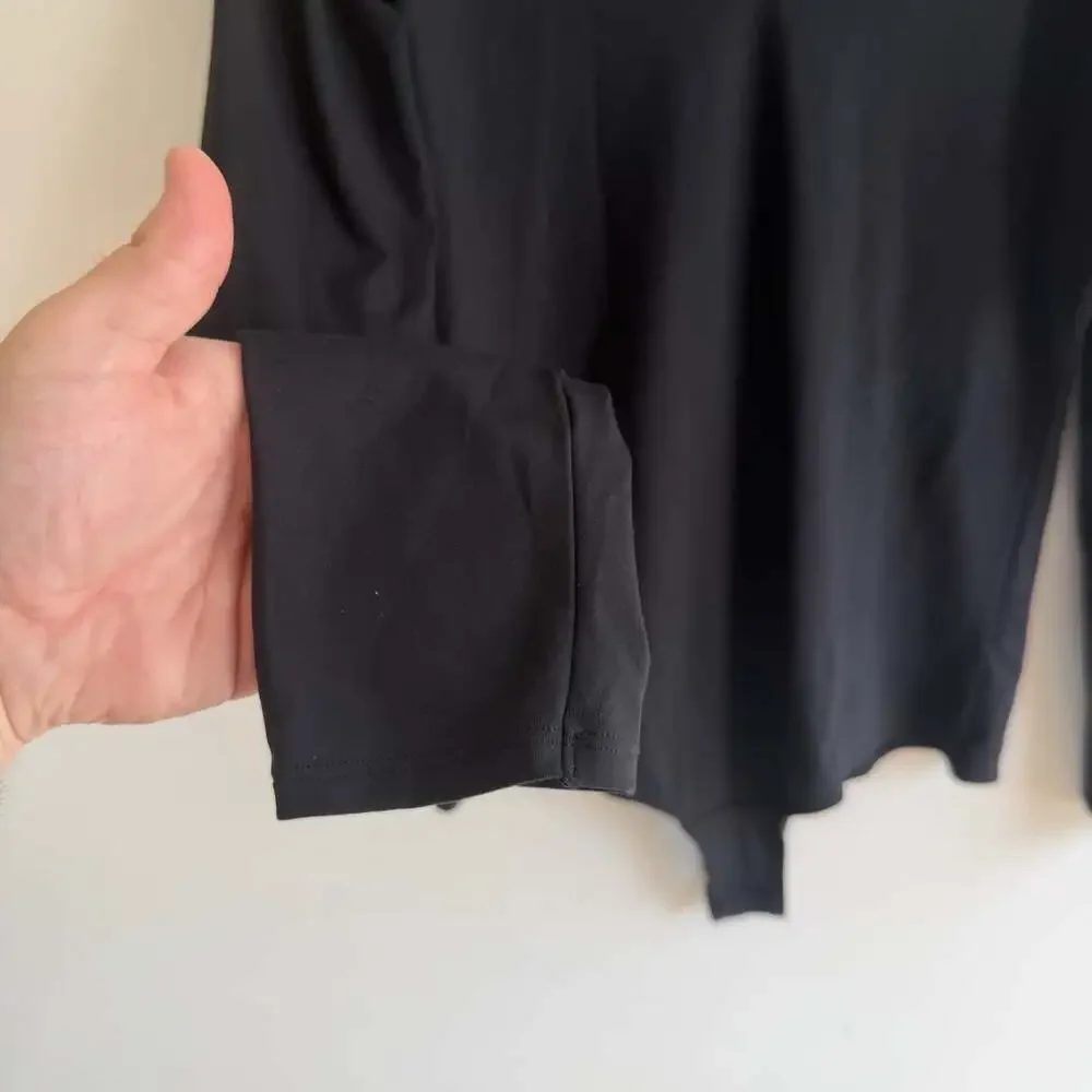 NWT Spanx V Neck Long Sleeve Black Bodysuit Size 1X Plus Casual Basics Stretch